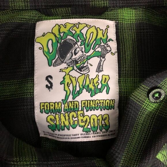 Dixxon Slimer Green and Black Plaid Flannel Button Up Shirt - Picture 7 of 10